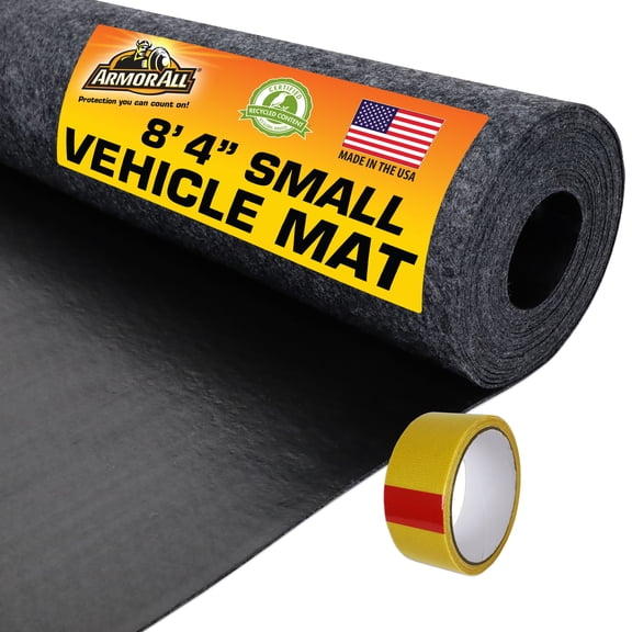 Armor All Premium Original Small Vehicle Garage Floor Mat, (8'4” x 7'4"), Protects Surfaces, Transforms Garage, Absorbent/Waterproof/Durable (Includes Double Sided Tape)(Charcoal)