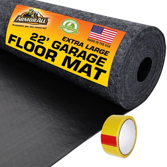 Armor All Premium Original XL Garage Floor Mat, (22' x 8'10"), Protects Surfaces, Transforms Garage, Absorbent/Waterproof/Durable (Includes Double Sided Tape)(Charcoal)