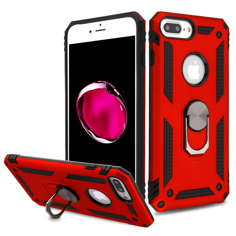 TUFF Hybrid Case with Ring Grip for iPhone 15 - Red - HD Accessory