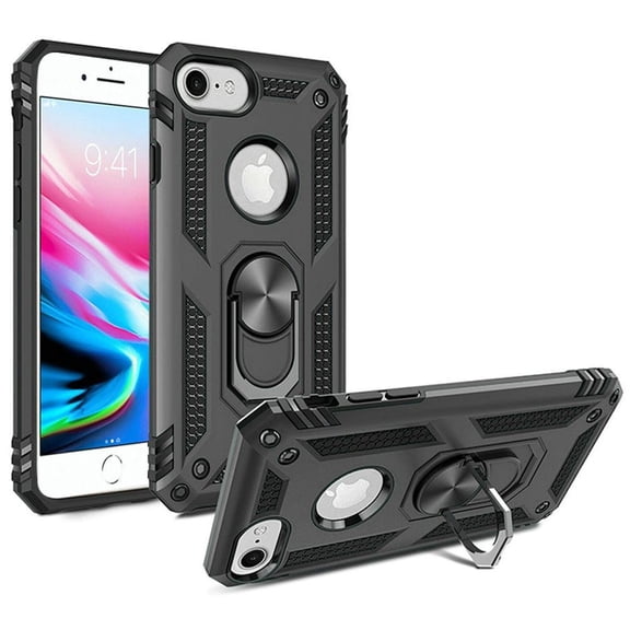 Armor Ring Finger Loop Hybrid Case for iPhone SE (3rd gen & 2nd gen) and iPhone 8/7/6S/6 - Grey