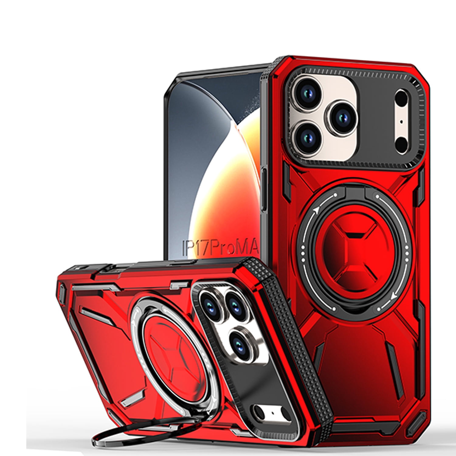 Armor Rotate Stand Case with Magsafe for iPhone 17 Pro - Red
