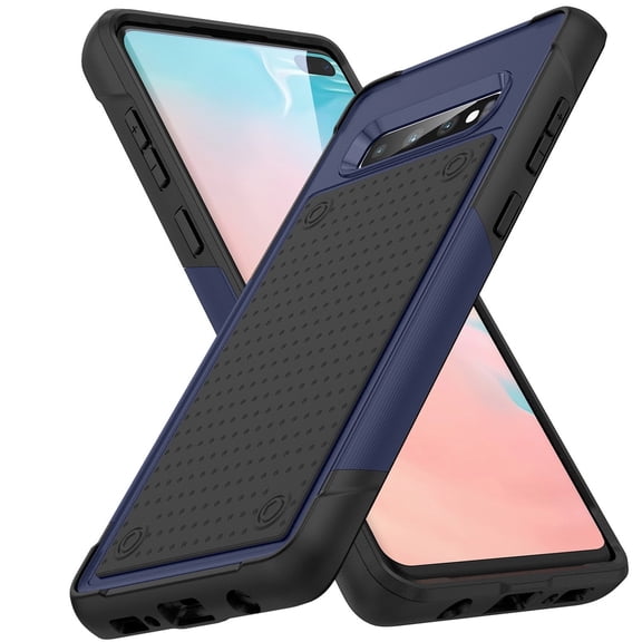 Armor Shockproof Case for Samsung Galaxy S10 Plus, [Military Grade Anti-Drop] Rugged Hybrid Hard PC+Soft Silicone Heavy-Duty Tough Durable Slim Lightweight Protective Bumper Phone Case, Navyblue