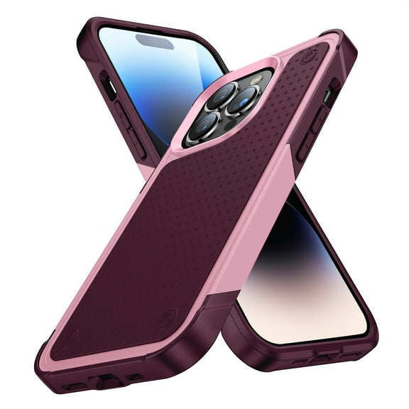 Armor Shockproof Case for iPhone 16 Pro Max, [Military Grade Anti-Drop] Rugged Hybrid Hard PC+Soft Silicone Heavy-Duty Tough Durable Slim Fit Lightweight Protective Bumper Phone Case, Rose