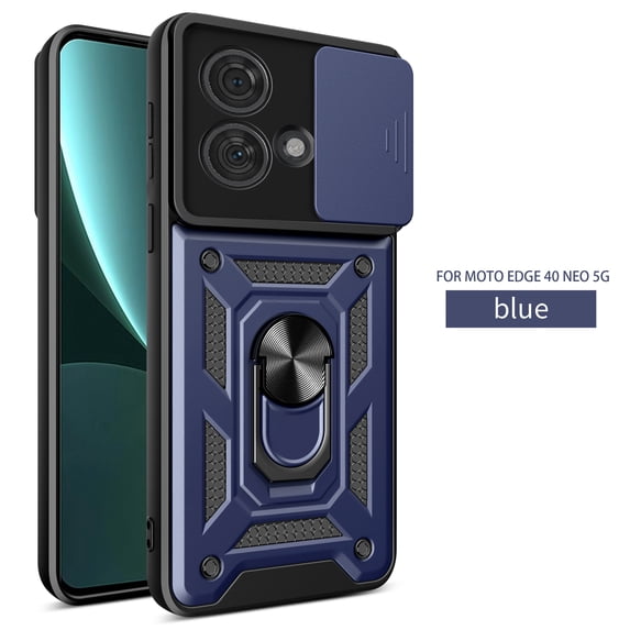 Armor Shockproof Phone Case For Motorola Moto G53 G73 G13 G23 G62 Edge 40 Pro 30 Neo Ultra G Play 2023 Stylus 5G G Pure Power 2022 E13 E22 Cover With Ring Car Holder Slide Camera Lens Protection Case