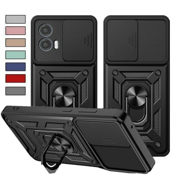Armor Shockproof Phone Case For Motorola Moto G53 G73 G13 G23 G62 Edge 40 Pro 30 Neo Ultra G Play 2023 Stylus 5G G Pure Power 2022 E13 E22 Cover With Ring Car Holder Slide Camera Lens Protection Case