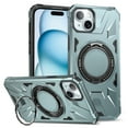 thumbnail image 1 of Armor Stand Case for iPhone 13,[Compatible with MagSafe] Military Shockproof Rugged Phone Case,Magnetic with Car Mount,Built in 360° Rotatable Ring Kickstand For iPhone 13,Green, 1 of 8