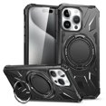 thumbnail image 1 of Armor Stand Case for iPhone 14 Pro Max,[Compatible with MagSafe] Military Shockproof Rugged Phone Case,Magnetic with Car Mount,Built in 360° Rotatable Ring Kickstand For iPhone 14 Pro Max,Black, 1 of 8