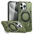 thumbnail image 1 of Armor Stand Case for iPhone 14 Pro Max,[Compatible with MagSafe] Military Shockproof Rugged Phone Case,Magnetic with Car Mount,Built in 360° Rotatable Ring Kickstand For iPhone 14 Pro Max,Darkgreen, 1 of 8