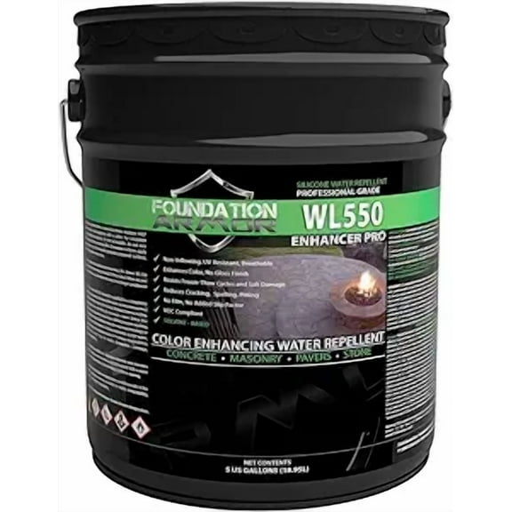 Armor WL550 Deep Penetrating Solvent-Based Matte Wet Look 5 Gallon Concrete Sealer - For Concrete, Brick, Flagstone, Bluestone, Slate, and Masonry