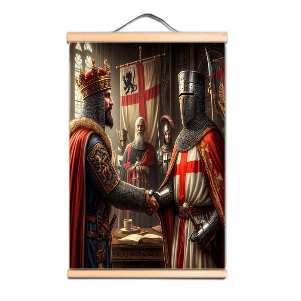 Knight Scroll Armor Warrior Canvas Scroll Painting Wall Hangings Decor Mural ...