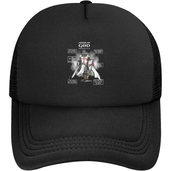 Armor of God Bible Verse Great Gift for Religious Mesh Baseball Cap Dad Hat Trucker Hat for Women Men,Black