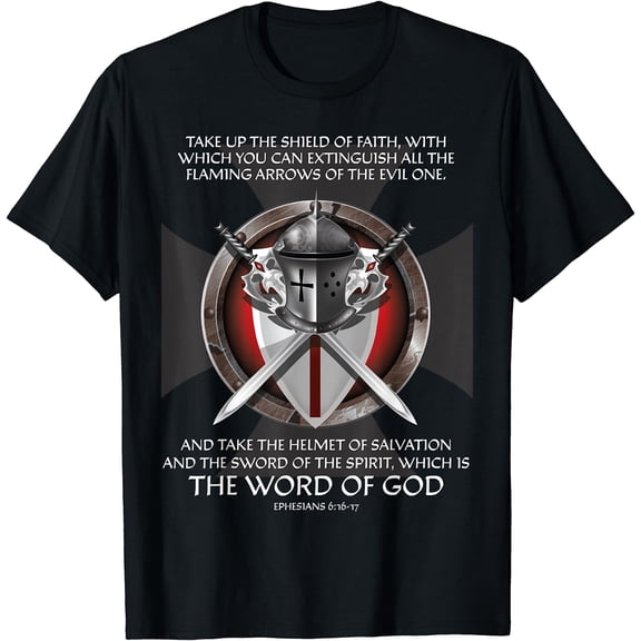 Armor of God Shirts Men Women Kids Christian Bible Verse T-Shirt Black Medium