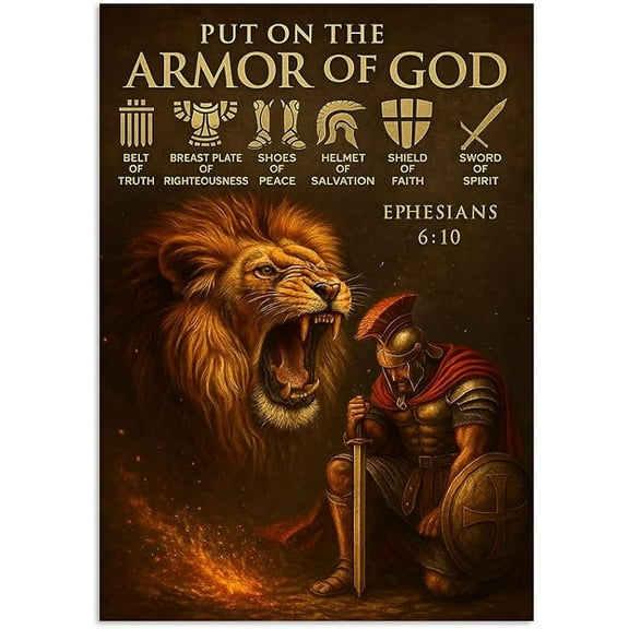 Armor of God Wall Art,Ephesians 6:10 Scripture Canvas Prints