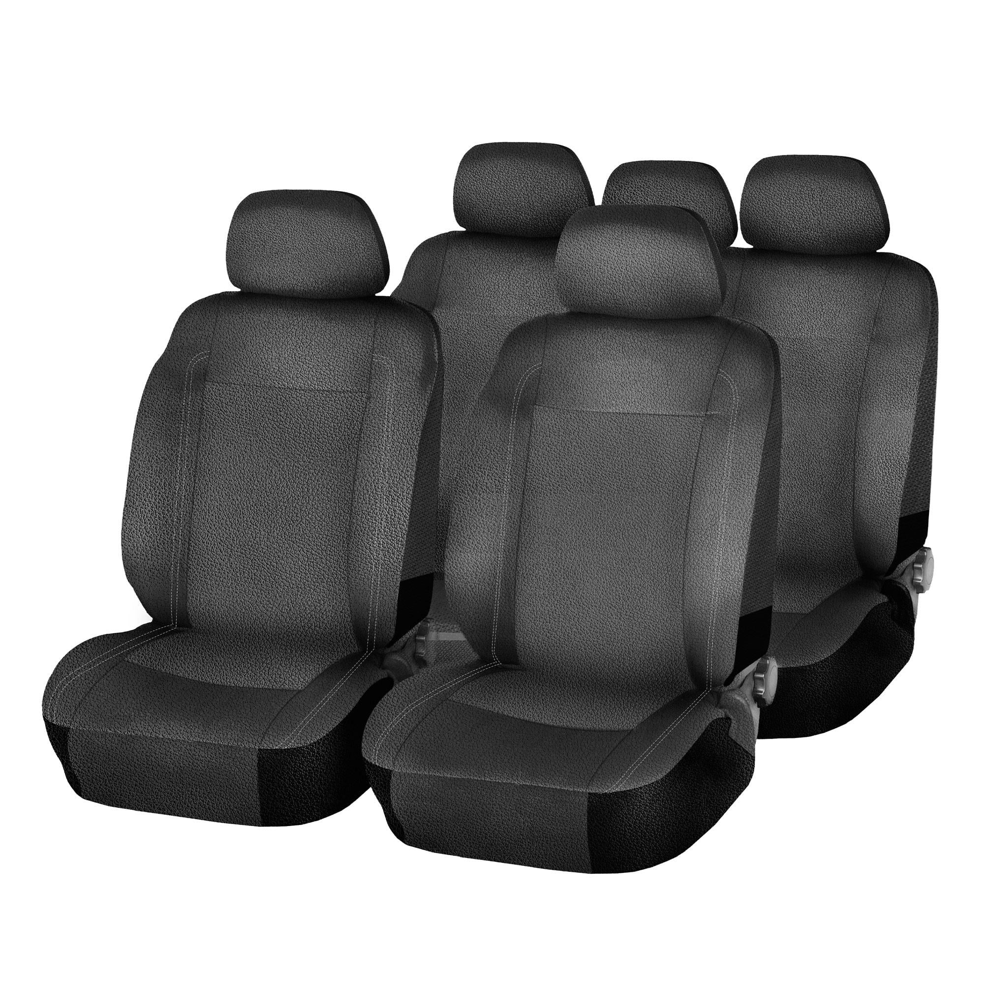 ArmorAll 9 Piece Car Seat Cover Set, Automotive Interior Cover for Car, Truck, Van, SUV - Easy To Clean, Airbag Safe - Composite Leather/Black