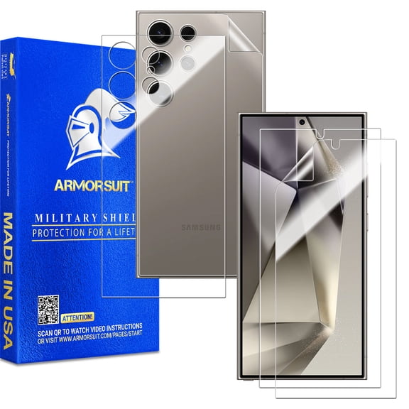 ArmorSuit 2+2 Full Body Skin Film + Screen Protector for Samsung Galaxy S24 Ultra (6.8") MilitaryShield HD Clear Film - Made in USA