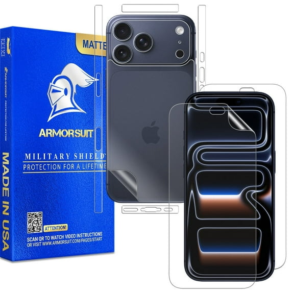 ArmorSuit 2+2 Pack Full Body Skin + Screen Protector for iPhone 17 Pro HD Clear MilitaryShield Film - Made in USA