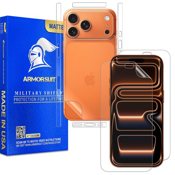ArmorSuit 2+2 Pack Paper-Feel Texture Full Body Skin + Screen Protector for iPhone 17 Pro Max MilitaryShield Matte Film - Made in USA