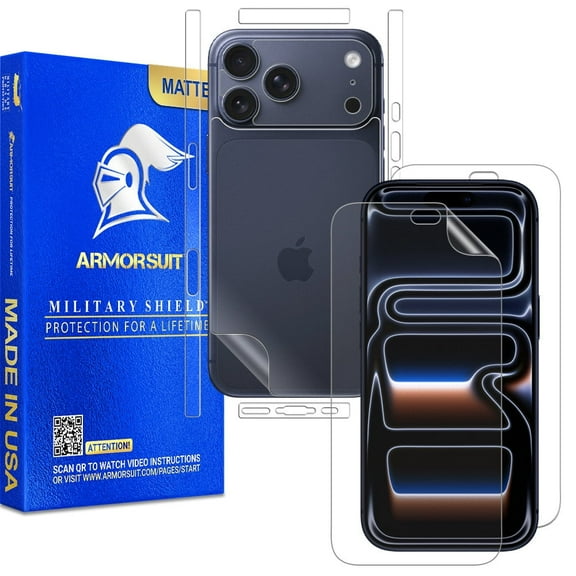 ArmorSuit 2+2 Pack Paper-Feel Texture Full Body Skin + Screen Protector for iPhone 17 Pro MilitaryShield Matte Film - Made in USA
