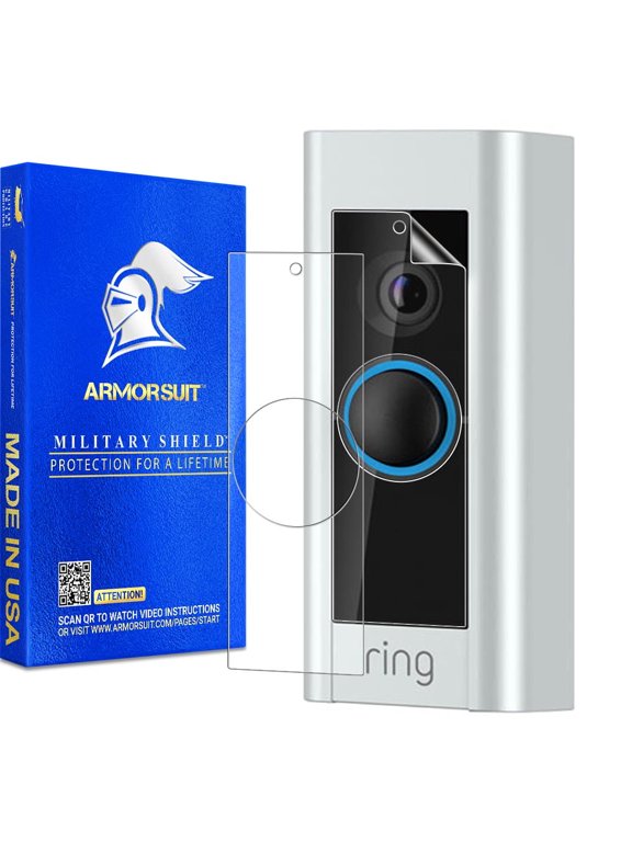 2 Pack Ring Video Doorbell Pro Screen Protector MilitaryShield Anti-Bubble Ultra HD Clear