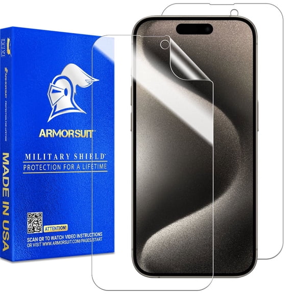 ArmorSuit 2 Pack Screen Protector for iPhone 15 Pro [6.1-inch] Case Friendly MilitaryShield HD Clear Film - Made in USA