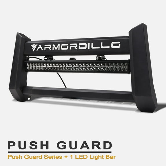 Armordillo 642167824350 Steel Bumper Bull Bar Push Guard with 32" 60x CREE LED Fog Light Bar - Matte Black For Nissan Titan 2016 2017-2022