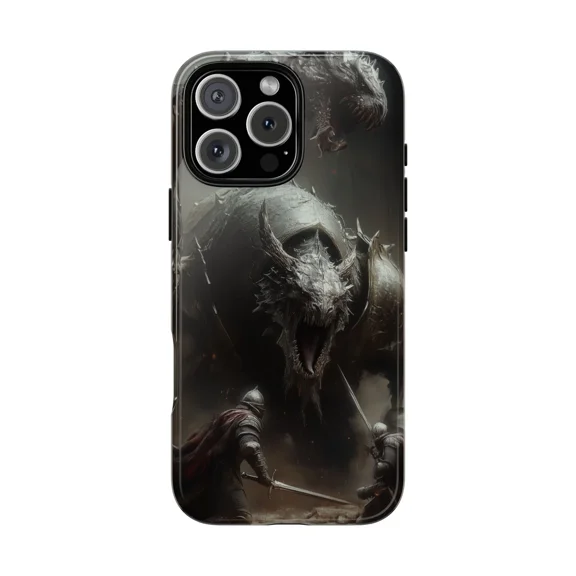 Armored Dragon Knight Battle Fantasy Scene Case for iPhone 17 11 12 13 14 15 16 Pro Max