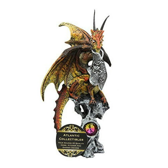 Armored Golden Dragon Knight Kaiser Perching On Oracle Tree Of Life Figurine Myth & Legends Collectible Statue Decor