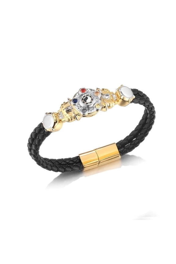 Armored Hero Emperor Warrior Style Bracelet, featuring energy belt elements, fashionable unisex woven bracelet, unique and versatile adult accessory.