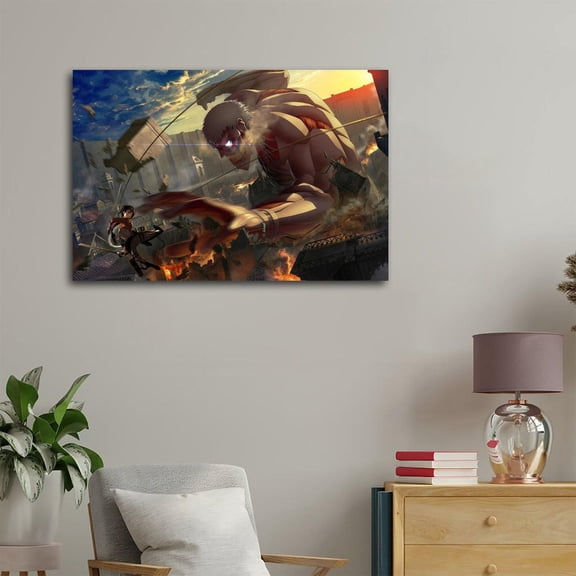 Armored Titan Attack On Titan Black Hair Cloud Fire Wall Art Poster Unframed Size 24''x36'' GooGate
