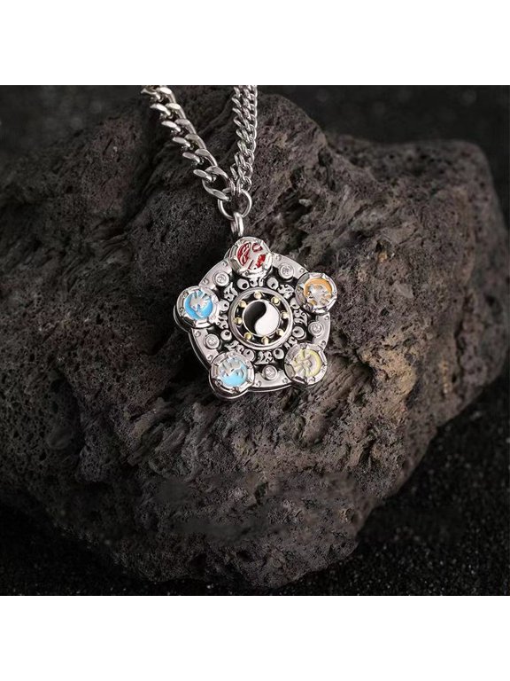 Armored Warrior Emperor Hero Five Elements Armor Rotating Pendant Necklace