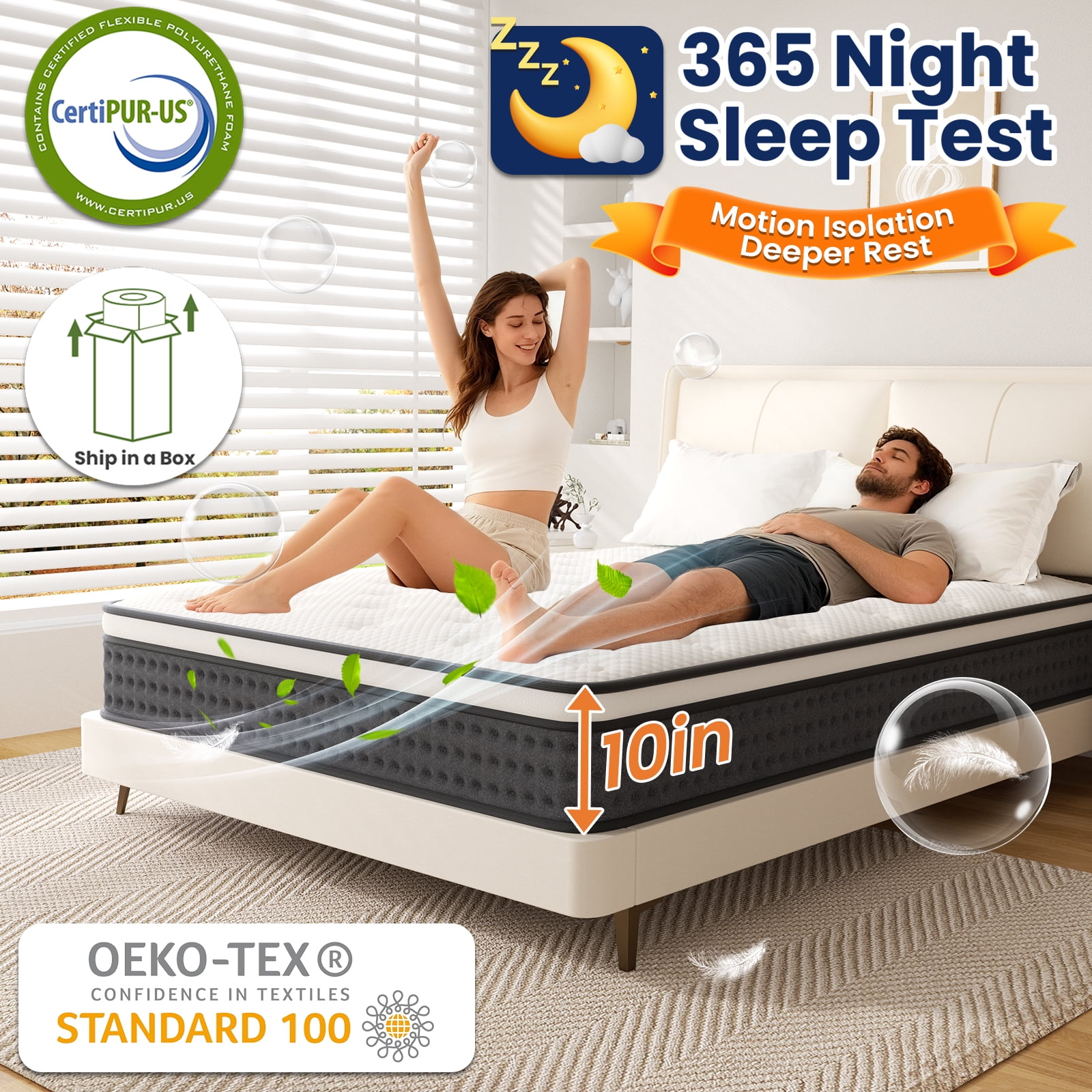 Armorget Full Size Mattress 10" in a Box, Medium Firm Gel Memory Foam Pressure Relief Mattress