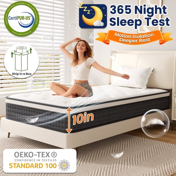 Armorget Queen Size Mattress 10" in a Box, Medium Firm Gel Memory Foam Pressure Relief Mattress