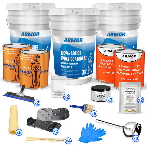 ArmorTallic Metallic Epoxy Complete Floor Kit 100% Solids Epoxy Armorpoxy INC