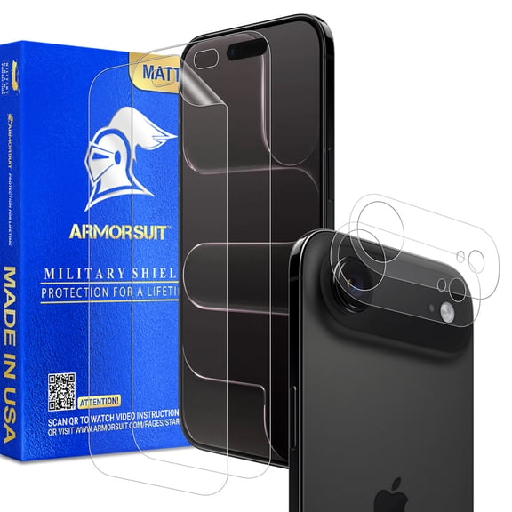 Armorsuit 2+2 Pack MilitaryShield Anti Glare Camera Plate Protector + Screen Protector for iPhone 17 Air Matte Film - Made in USA