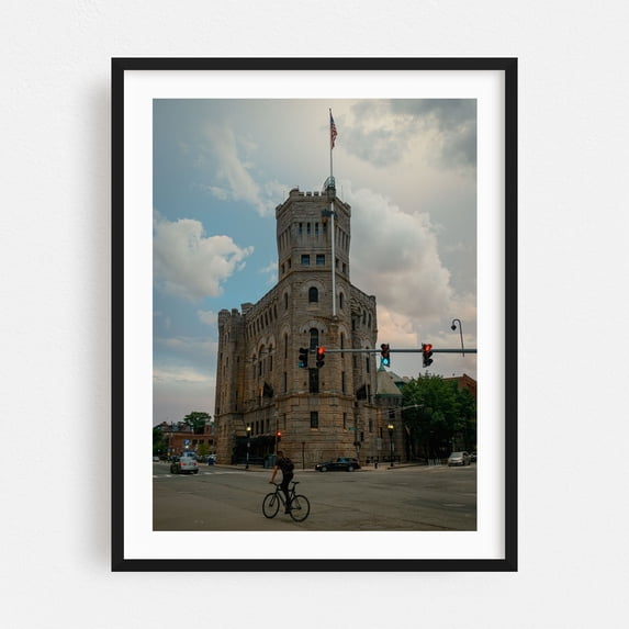 Armory of the First Corps of Cadets, Boston - Boston Massachusetts Photography Architecture City Street Photography Vintage Travel Poster Black Framed Wall Art Print 11 x 14 inches