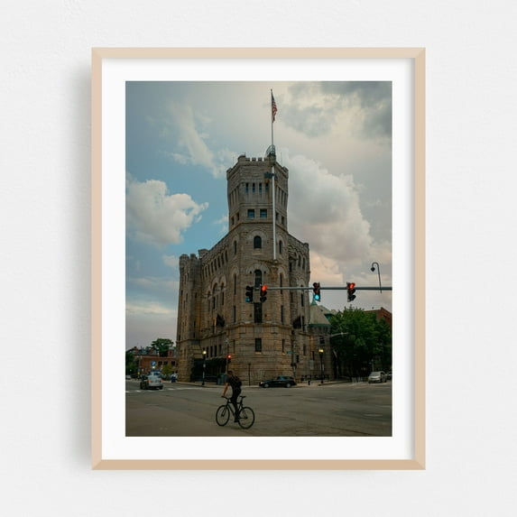 Armory of the First Corps of Cadets, Boston - Boston Massachusetts Photography Architecture City Street Photography Vintage Travel Poster Oak Framed Wall Art Print 8 x 10 inches