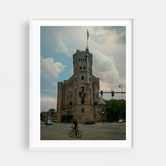 Armory of the First Corps of Cadets, Boston - Boston Massachusetts Photography Architecture City Street Photography Vintage Travel Poster White Framed Wall Art Print 12 x 16 inches