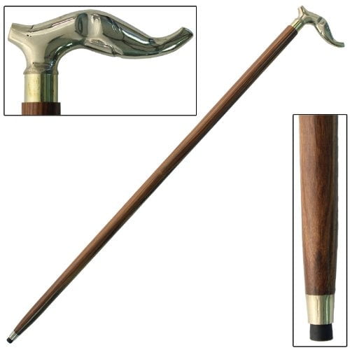 Armory Replica Brass Elephant Head Sheesham Grip Cane Aluminum Handle Elegant Natural Finish Exquisite Elephant Design Handcrafted by Expert Artisans