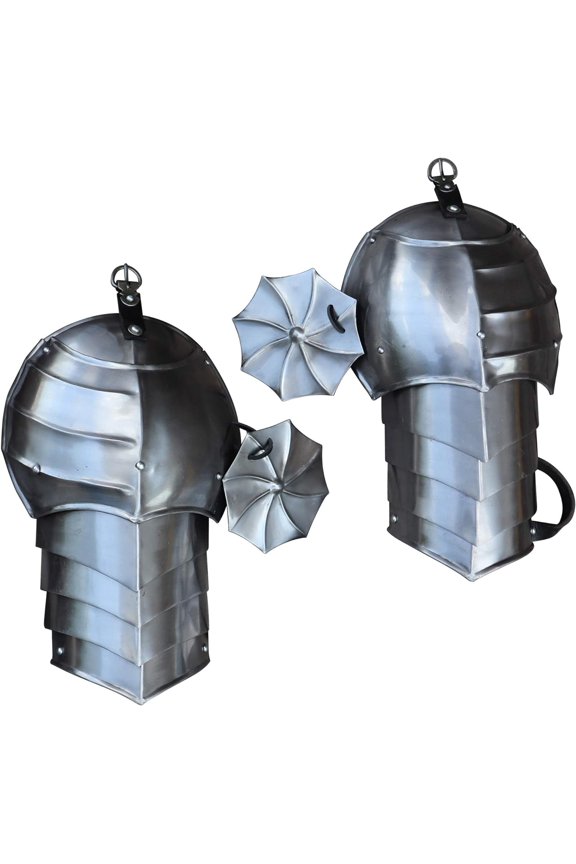 Armory Replica Thirst for War Medieval Armor Pauldron with Rondel Set Silver Perfect for LARP, Cosplay, Theatre, Festivals, and More Ensures Full Range Mobility with Absolute Protection