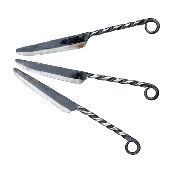Armory Replicas 3-Piece Twisted Forged Stainless Steel Knife Set  Rustic Blackened Finish