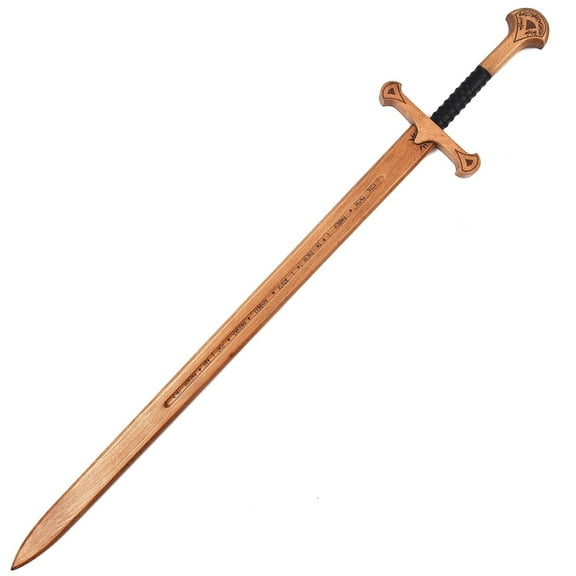 Armory Replicas 43-Inch Medieval Wooden Longsword with Etched Design – Training Replica for Practice & Display