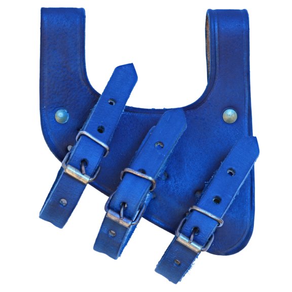 Armory Replicas Ace Dueler Blue Leather Belt Frog – 3-Strap Right-Handed Universal Sword & Dagger Holder