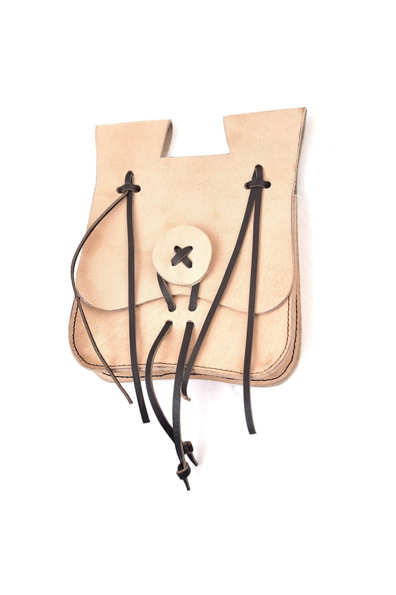 Adventurer's Medieval Leather Belt Bag, Classic Black Belt Pouch with Drawstring Closure for Renaissance Fair, LARP, Cosplay & Reenactment