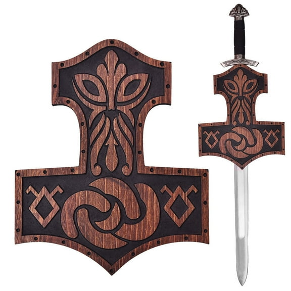 Armory Replicas Ancient Wooden Plaque Sword – Viking Style Nordic Wall Display Decoration
