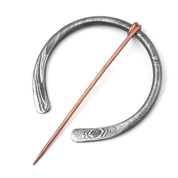 Armory Replicas Anglo-Saxon Damascus Steel Fibula Brooch – Hand-Forged Cloak Pin for Reenactment & Costume Wear