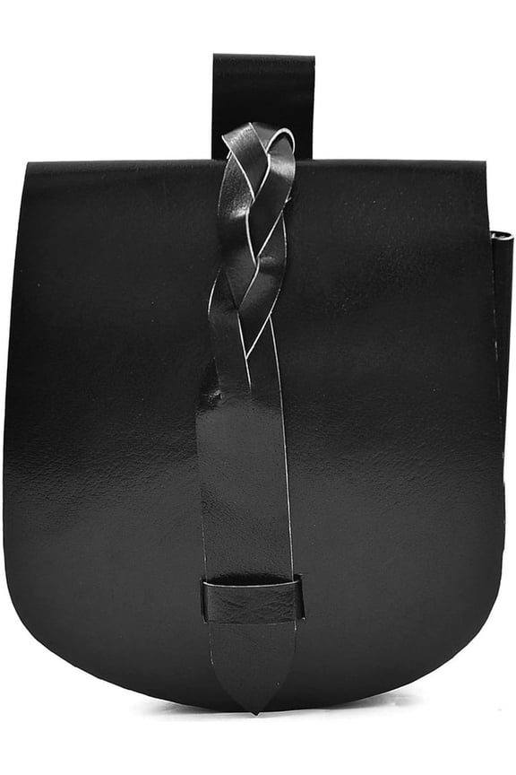 Birka Viking Leather Pouch  Medieval Belt Bag with Strap Closure