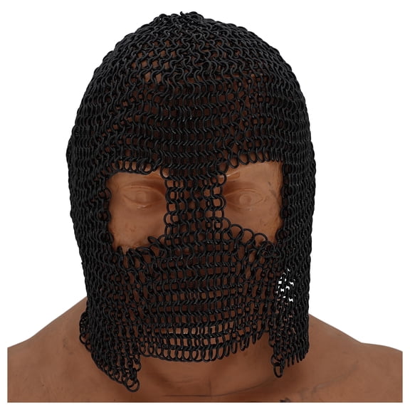 Armory Replicas Butted Mild Steel Chainmail Hood, Black Finish