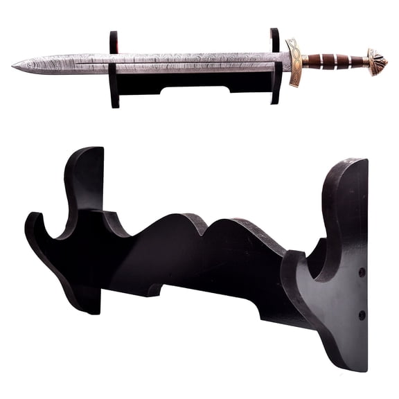 Armory Replicas Black Wooden Sword Wall Display – Handcrafted Collector’s Mount Stand for Decor