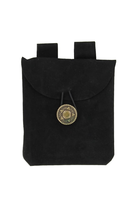 Black color Suede Pouch - Genuine Leather Belt Pouch for Modern Necessities Ideal for LARP, SCA outfits, or everyday use