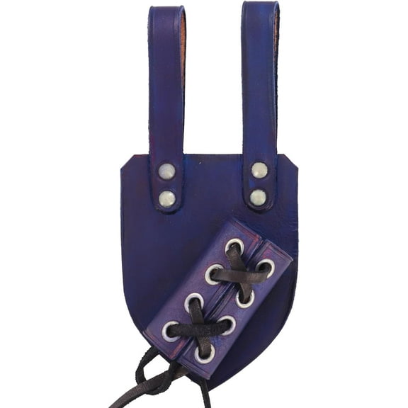 Armory Replicas Blue Medieval Leather Sword & Dagger Belt Holder: Hand Crafted Adjustable Costume LARP Weapon Frog Diagonal Attachment with Steel Riveting Suitable for Daggers, Rapiers, and Sabers